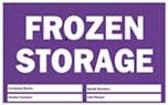 Label with "FROZEN STORAGE" in bold, white letters on a purple background.